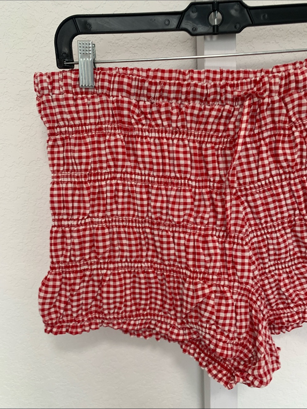 Sugar Kiss Red Gingham Smocked High Waisted Shorts - Picture 3 of 9